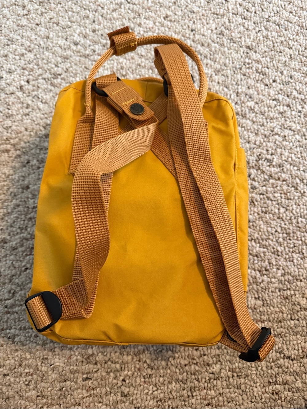 Fjallraven Kanken Kids Backpack in Mustard Yellow with Red Logo - Picture 3 of 6